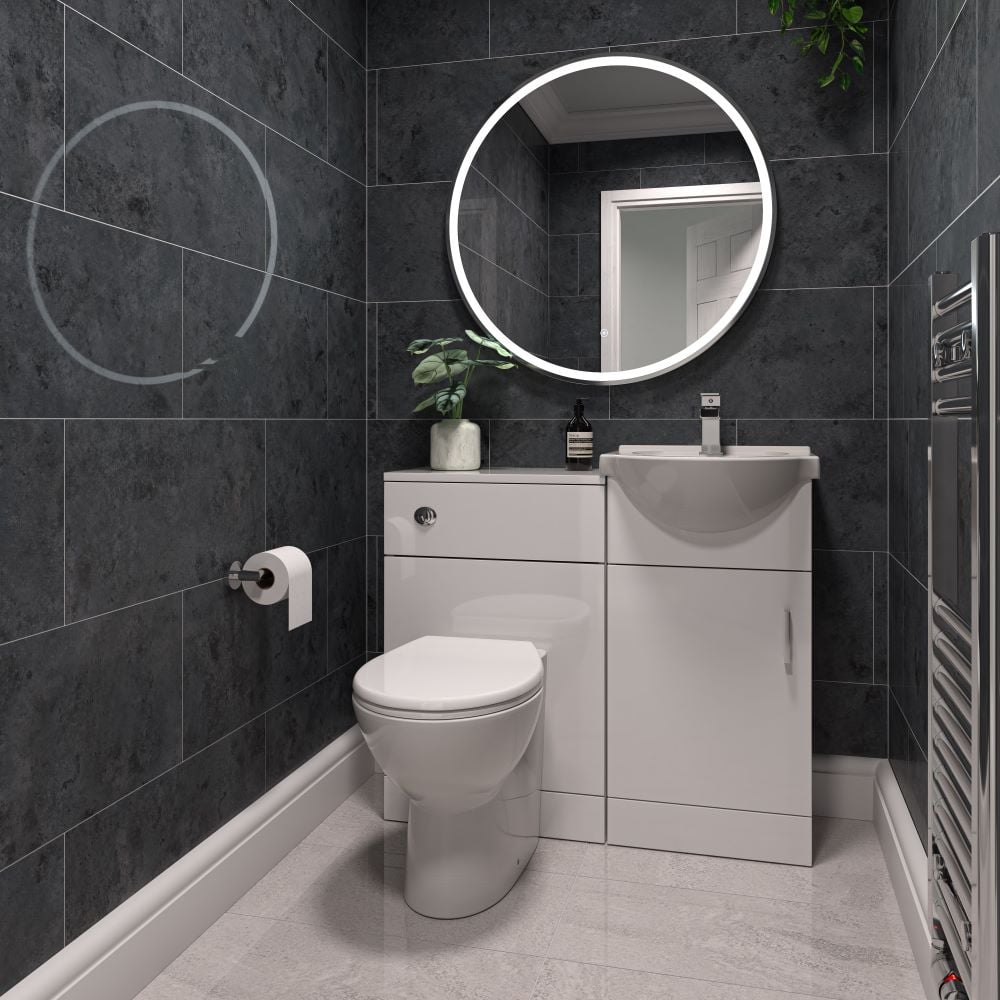 Round toilet seat and sink unit