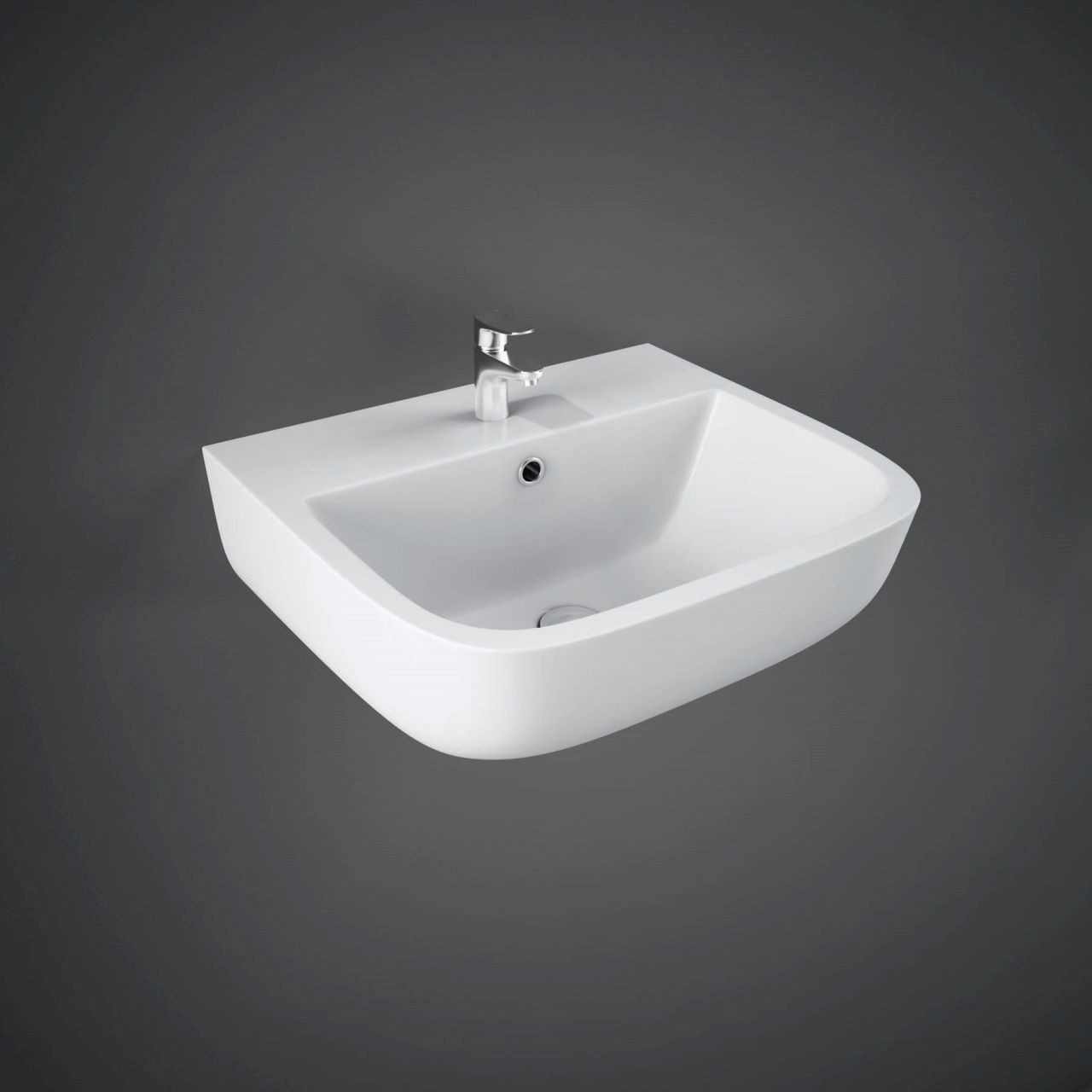 White wall hung basin with chrome tap